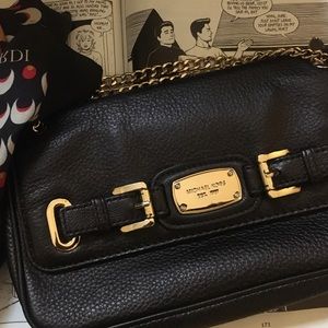 Black Michael Kors leather and chain satchel bag